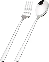 Tablespoons Thickened 304 Stainless Steel Long Handle Household Tableware Rice Spoon Stirring Spoon Western Fork Serving Spoon (Size : B)