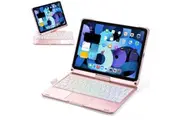 WASSUP For iPad Air 4th/5th Gen 10.9 inch Keyboard Case 360 Rotatable Backlit Keyboard with Pencil Holder-Rose Gold