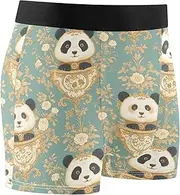[FRODOTGV] Art Panda Faces Flowers Mens Boxer Brief Shorts Athletic Underwear for Men Compression Interiores Para Hombres