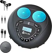 KLIM Speaker + Bluetooth CD Player with Speakers + New + Discman + Rechargeable Battery + Portable CD Player with Headphones + CD Player Portable + SD Card + AUX + Ideal for Car, Home