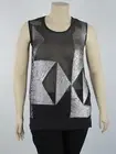 Harlow Ladies Sheer Sleeveless Sequin Top sizes 8 10 14 Colour Black
