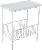 Coffee Table Side Table Light Luxury Corner Table Small Apartment Living Room Sofa Cabinet Side Cabinet Bedroom Coffee Table Small Table Shelf Center Table for Living Room Furniture(Blanc)