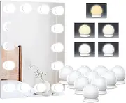 VIPMOON Vanity Mirror Lights, 5m USB Cable Hollywood Mirror Lights, 5 Lights Modes 3200K-6500K, 10 Dimmable Bulbs LED Makeup Light Adjustable 5 Brightness Modes