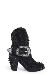 [Club Exx] Spiked Sheriff Shine Cowboy Boots - Black