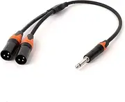 ROBAUN 1PC Audio Cable TS to XLR Y-Splitter 6.5mm TS Male to Dual XLR Male/Female for Microphone Cables Aluminum Metal Shel(Z01-D1001MX2-BKOR,0.5m)