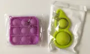 Fidget Pop Toy Keychains 2 Pcs Bubble Kids Autism Sensory Stress Relief New