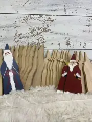 Unfinished Wooden Santa Clause Lot For Painting Crafting Large Lot Of 22 Pieces