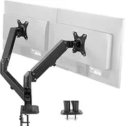 VIVO Aluminum Articulating Dual Monitor Arm for 17 to 27 inch Screens, Desk Mount Tension Spring Monitor Stand for 2 Screens, Black, STAND-V102O