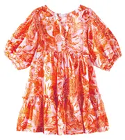 [Poupette St Barth Kids] Poupette St Barth Kids Aria floral dress Y 4 orange