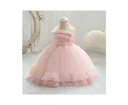 Baby Girl Lace Dress Baby Birthday Party Tutu Tulle Princess Dresses-pink