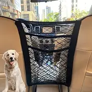 3-Layer Car Mesh Organizer, Seat Back Net Bag, Barrier of Backseat Pet Kids, Cargo Tissue Purse Holder, Driver Storage Netting Pouch（Upgrade stretch length）