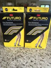 FUTURO Plus Size Firm Compression Pantyhose 20-30 mmHg Two Packages! NUDE