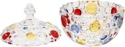 DECHOUS Glass Candy Jar with Lid Sugar Packet Holder Food Storage Container Christmas Decor for Candy Buffet Decorative Crystal Jewelry Trinket Box for Earrings Necklace