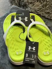 Under Armour Ignite Marbella Women’s Flip Flop Sandals, Neon/White US Size 9 NEW