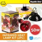 Reptile One Infrared Heat Lamp Kit w/ Ceramic Dome Reflector 50W (2pc)