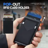 在飛比找蝦皮購物優惠-鋁製卡夾 RFID 信用卡夾自動彈出式銀行卡盒智能快速釋放女