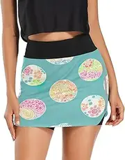 [RPLIFE] Colorful Decorated Eggs Blue Ladies Skirt, Golf Skirts for Women with Pockets，Trendy Golf Skirt