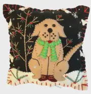 Stitch by Stitch LABRADOR DOG Handmade APPLIQUE Fair Trade Christmas PILLOW New