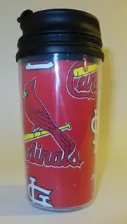 st louis cardinal baseball travel mug beverage drink tumbler coffee cup red bird