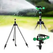 Rotating Tripod Sprinkler 1/4 Extendable Garden Sprinkler with Tripod Base Automatic 360° Grass Lawn Water Irrigation System for Yard, Lawn