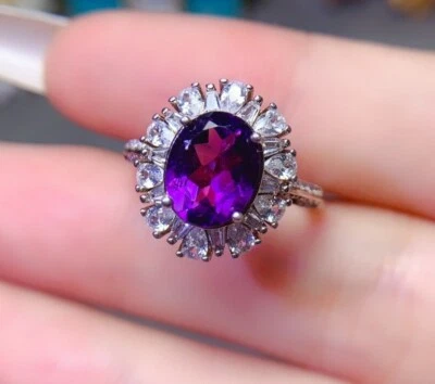 Shenylez Beautiful Amethyst Delicate Princess Ring Adjustable