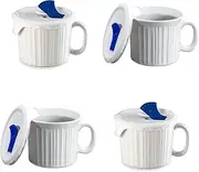 [CorningWare] French White Pop-Ins 20-Ounce Mug with Blue Vented PlasticCover, White