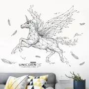 Huge DIY Grey Unicorn PVC Vinyl Removable Nursery Mural Decal Wall Sticker 42"