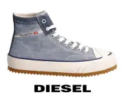 Diesel Principa Light Blue Textile Men 11 US High Top Platform Lace Up Sneakers