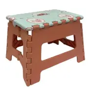 9" Folding Step Stool with Handle Pink/Green Printed Design