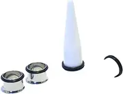 [Zaya Body Jewelry] 9/16" 14mm White Tapers and Steel Tunnels Ear Stretching Kit