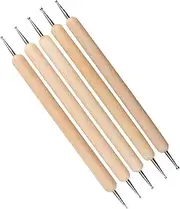 Set of 5 Indentation Feather Nail Art Embossing Pens Wooden Art Ball Embossing Stylus Dotting Tool Clay Sculpting Tool