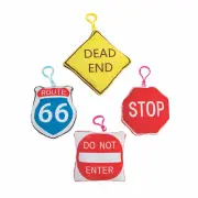 Plush Road Sign Backpack Clip Keychains, Apparel Accessories, 12 Pieces