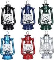 Hurricane Lantern Kerosene Lamp Portable Camping Retro Table Lamp Flame Light Blue