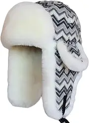 [CVMRBY] Winter Hats,Bomber Hat Aviator Bomber Hat Winter Trooper Trapper Hat Faux Fur Windproof with Ear Flap for Skate, Ski