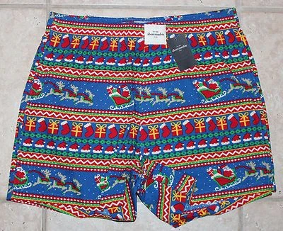 NWT Abercrombie Boys XXS (7) Christmas Santa Reindeer Present Sleep Boxer Shorts