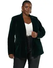 [Pink Dusk] Suddenly Fine Velvet Blazer in Emerald