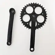 165mm Crankarm Single Speed Crankset for Mountain Road Bike Fixed Gear Bicycle Folding Bicycle(Square Taper, Black, Sprocket) (36T Single Speed Crankset-Black)