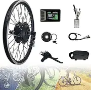 Electric Bike Conversion kit 20"/24"/26"/27.5"/28"/29"/700C Front Wheel Electric Bike Conversion Kit with LCD Display,36V/48V 350W/500W E-Bike Cycling Hub Conversion Kit(48V/350W,16in)