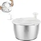 Stainless Steel Salad Spinner, 5.3 Qt Lettuce Spinner, Fruit Washer Spinner Bowl