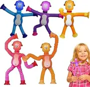 Dog Tube Fidget Toy | 5X Animal Suction Cup Toy | Telescopic Suction Cup Animals Pop Tubes Fidget for 3-5 Years Old Kids