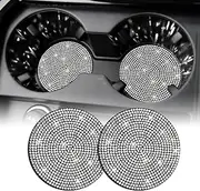 SINGARO Bling Cup Holder Coasters for Car, 2PCS Universal Non-Slip Cup Holder, Embedded Decorative Coasters, Shiny Crystal Car Interior Accessories Gifts for Women (White)