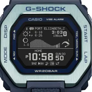 【CASIO 卡西歐】G-SHOCK G-LIDE系列經典設計衝浪者潮汐電子錶_白X藍_GBX-100TT-2_46mm