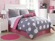 VCNY Home - Full Size Bed-in-a-Bag, Reversible Comforter with Matching Bed Sheets, Pillowcases, Shams, Decorative Pillows & Bedskirt, Medium-Weight Bedding (Mina Collection, 10-Piece)