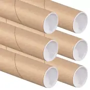Cardboard Tubes with Caps, 24" L x 2" W x 2" H, Pack of 6 | Poster Tube for Mail