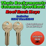 2 Thule Rockymounts Coleman Sportrack Roof Rack keys cut to code Key E001-E200