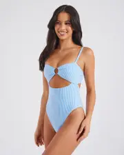 [Kaiami] Kaiami Women's Maldive One Piece Bathing Suit in Blue/White Size 12 12 Blue/White