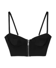 zipped crop tank top IT52,IT40,IT42,IT38,IT48,IT46 Black