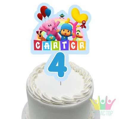 Pocoyo Cake Topper PERSONALISED. Lolly Loot Bag Party Supplies Banner Flag Gft
