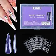 Beautilux Pack of 120 Dual Nail Forms for Acrylic Gel Extension, 12 Sizes, PMMA Nail Extension Nail Gel Shapes, Nail Shape Set with 60 Pieces Nail Stickers