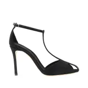 [EMPORIO ARMANI] EMPORIO ARMANI Satin T-bar heeled sandals Woman 37 37 Black